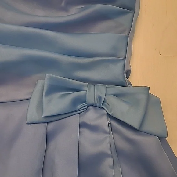 VTG 1950s Handmade Fit n' Flare Layered Blue Short Sleeved Cocktail Dress - Picture 3 of 17